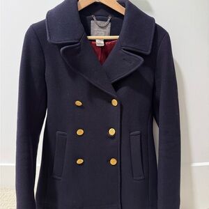 J.Crew “Stadium Cloth by Nello Gori” Navy Wool Peacoat Size 2